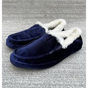OluKai KU'UNA LANUI Blue Velvet Slippers Women’s Size 7 US NEW